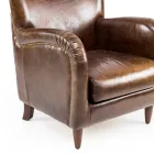 Lounge Armchair Made of Aged Effect Vintage Leather - Stamp Viadurini