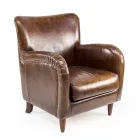 Lounge Armchair Made of Aged Effect Vintage Leather - Stamp Viadurini