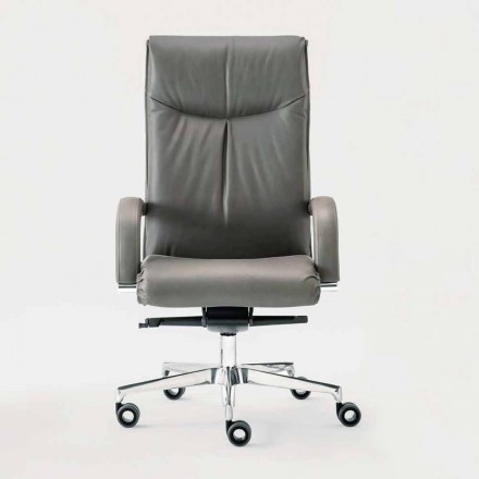 Swivel Executive Office Armchair in Leather and Ecoleather - Oliviero Viadurini