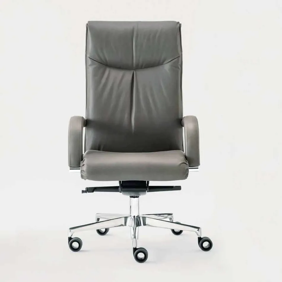 Swivel Executive Office Armchair in Leather and Ecoleather - Oliviero Viadurini