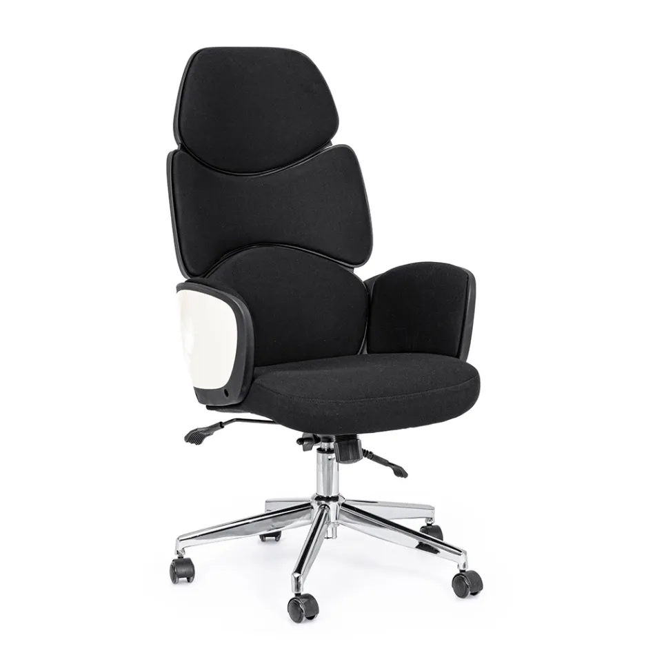 Adjustable Swivel Office Chair in Steel and Polyester - Luigio Viadurini