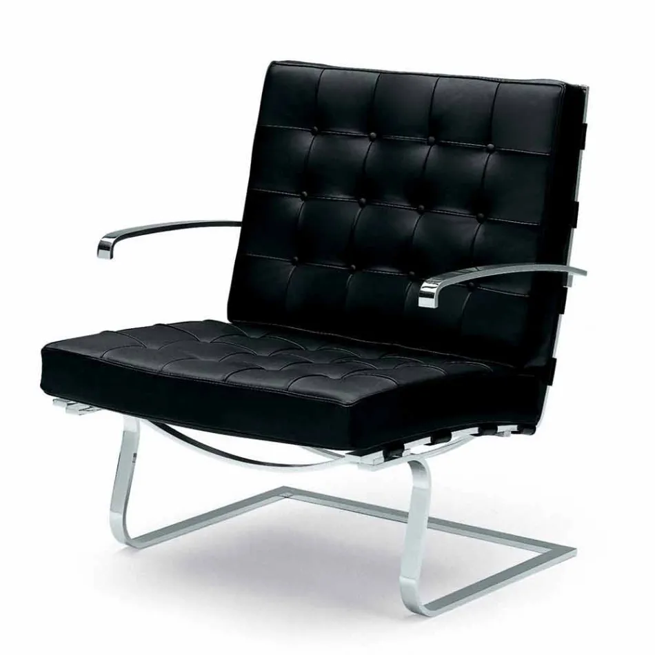 Leather Office Armchair with Steel Structure Made in Italy - Speranza Viadurini