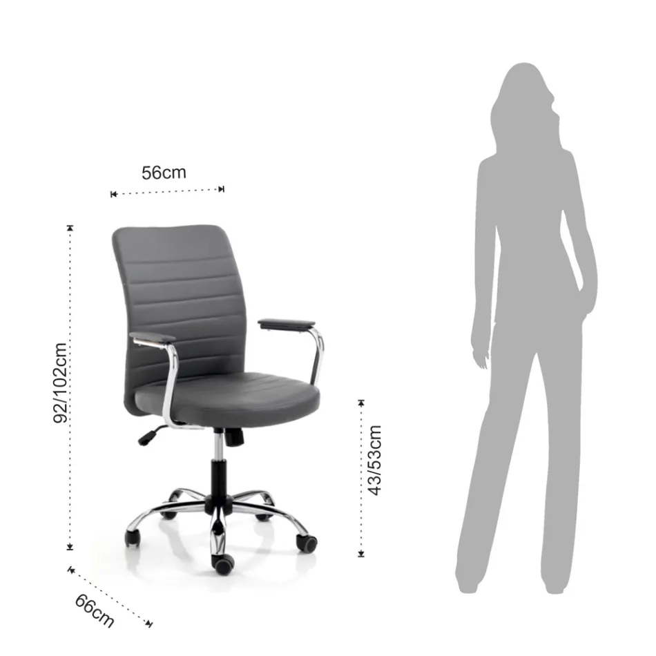 Leather Office Armchair and Adjustable Petrol Lift - Radon Viadurini