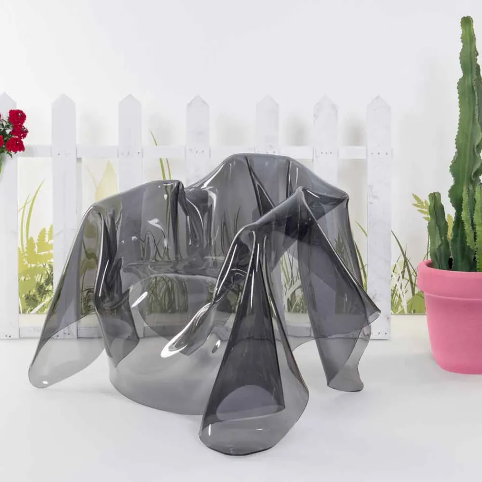 Contemporary design armchair in plexiglass fumé Paris, made in Italy Viadurini