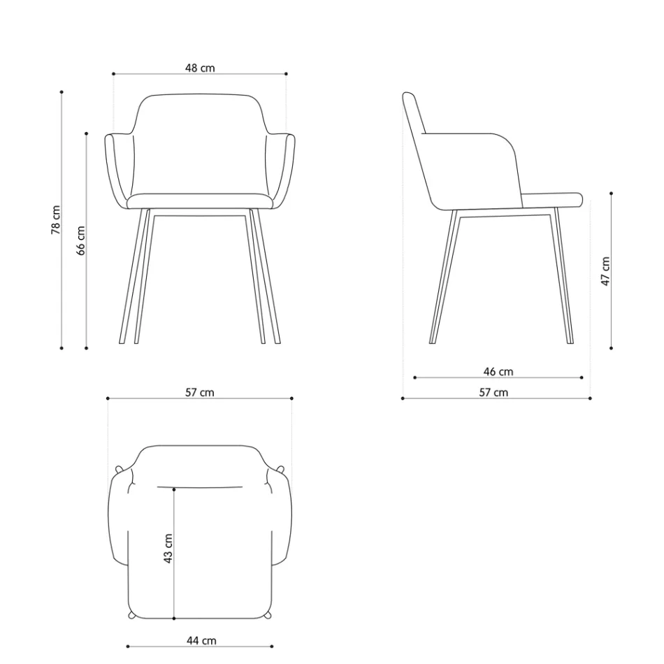 High Quality Armchair in Leather and Painted Metal Made in Italy - Molde Viadurini