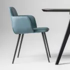 High Quality Armchair in Leather and Painted Metal Made in Italy - Molde Viadurini