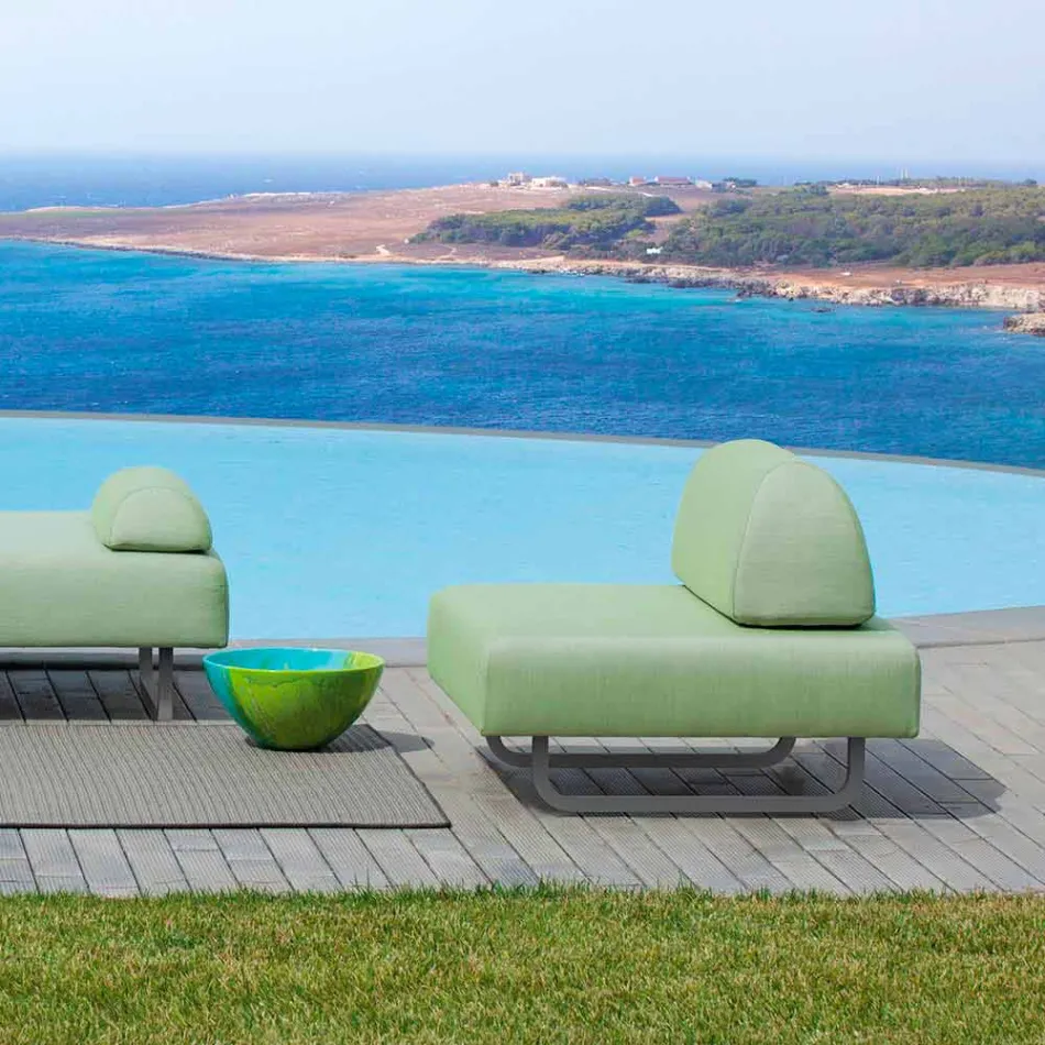Outdoor Design Armchair in Metal and Fabric Made in Italy - Selia Viadurini