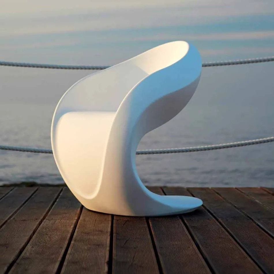 Internal or External Design Armchair in White Polyethylene - Petra by Myyour Viadurini