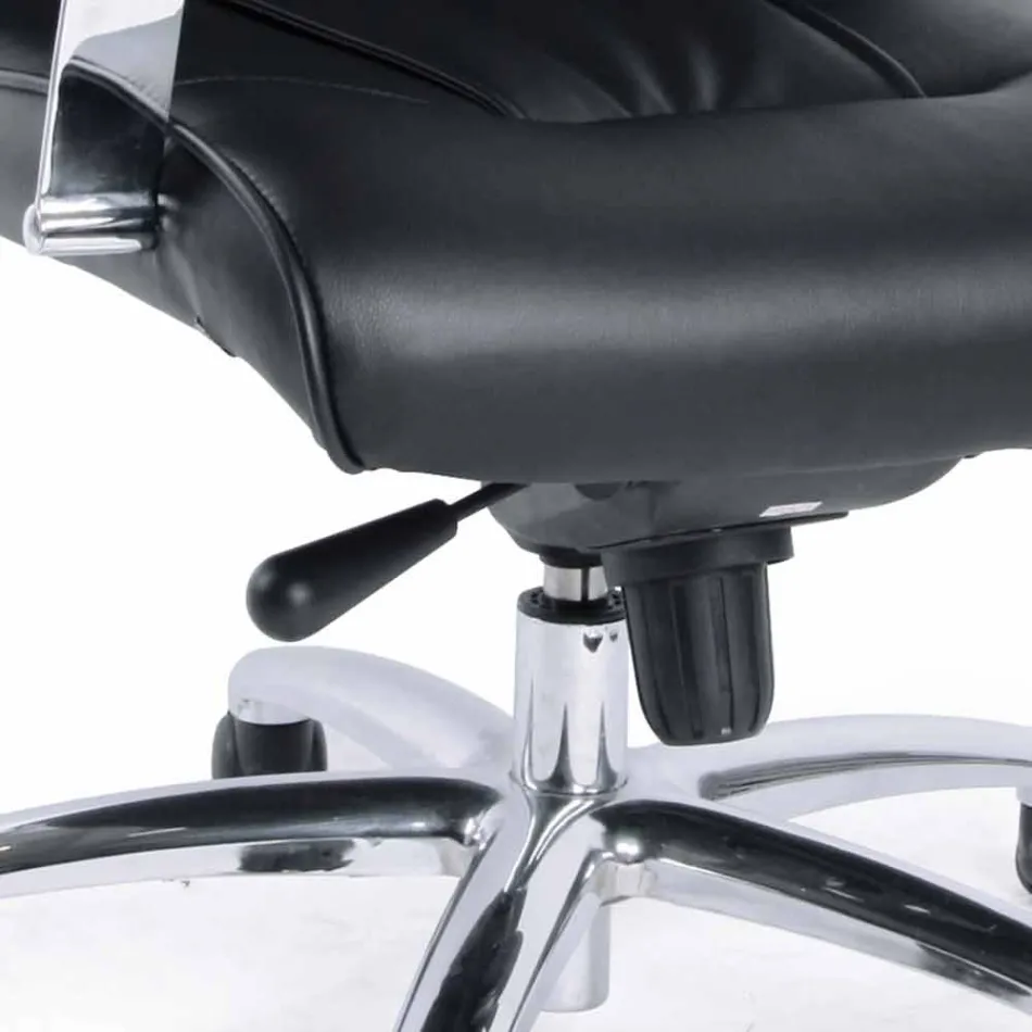 Directional Office Swivel Armchair Leather Seats and Metal Base - Virone Viadurini