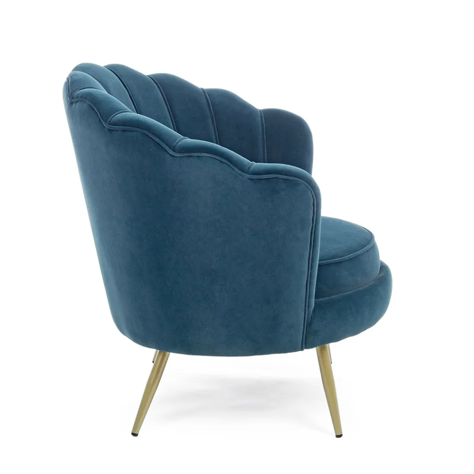 Elegant Upholstered Lounge Armchair Velvet Effect 3 Finishes - Geppy Viadurini