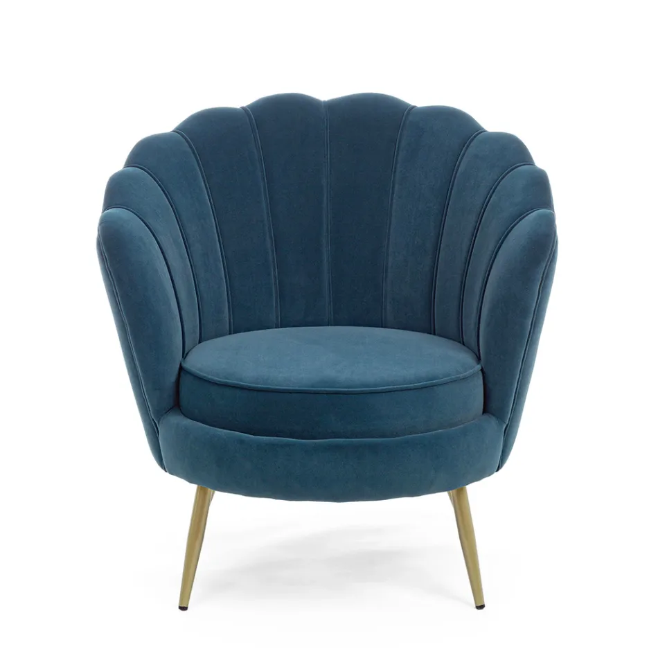 Elegant Upholstered Lounge Armchair Velvet Effect 3 Finishes - Geppy Viadurini