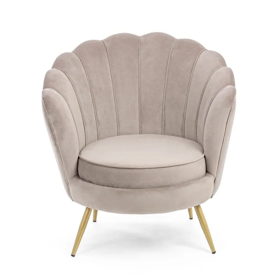 Elegant Upholstered Lounge Armchair Velvet Effect 3 Finishes - Geppy Viadurini