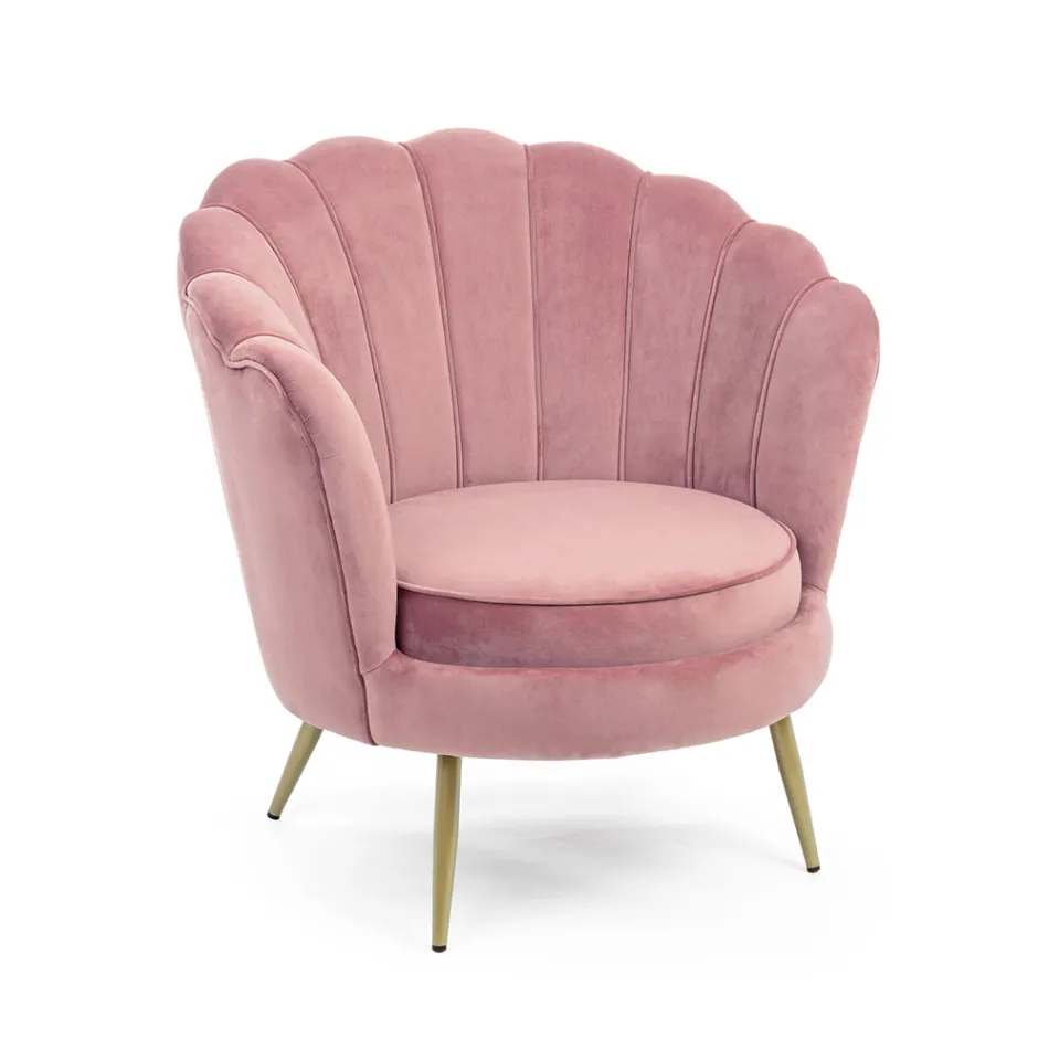 Elegant Upholstered Lounge Armchair Velvet Effect 3 Finishes - Geppy Viadurini
