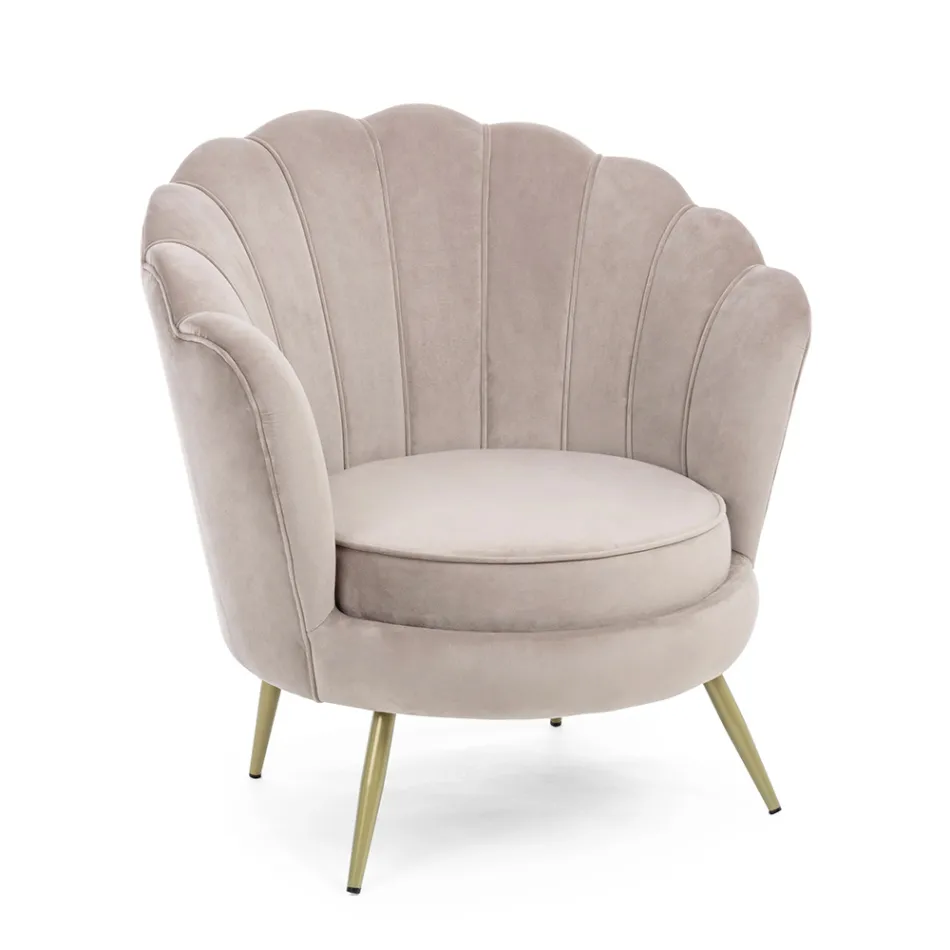 Elegant Upholstered Lounge Armchair Velvet Effect 3 Finishes - Geppy Viadurini