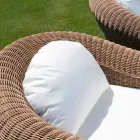 Outdoor Armchair in Woven Synthetic Rattan and White or Ecru Fabric - Yves Viadurini