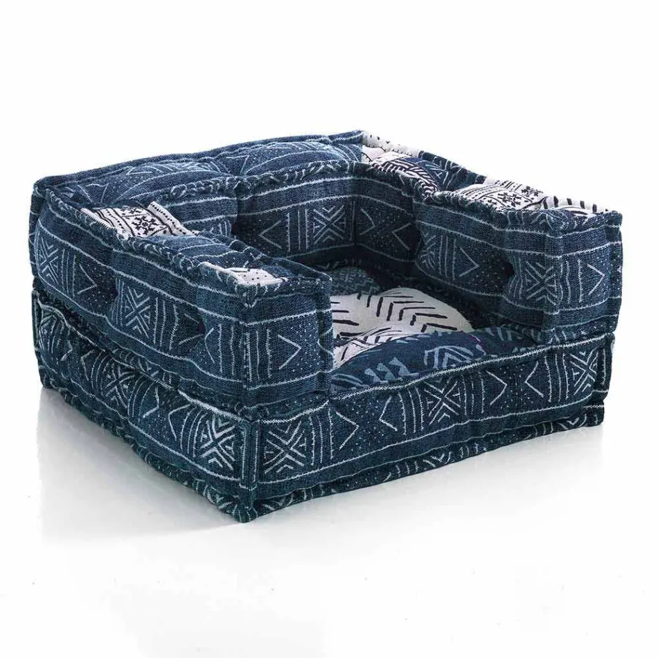 Ethnic Lounge Armchair in Patchwork Fabric and Velvet - Fibre Viadurini