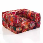 Ethnic Lounge Armchair in Patchwork Fabric and Velvet - Fibre Viadurini