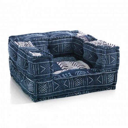 Ethnic Lounge Armchair in Patchwork Fabric and Velvet - Fibre Viadurini