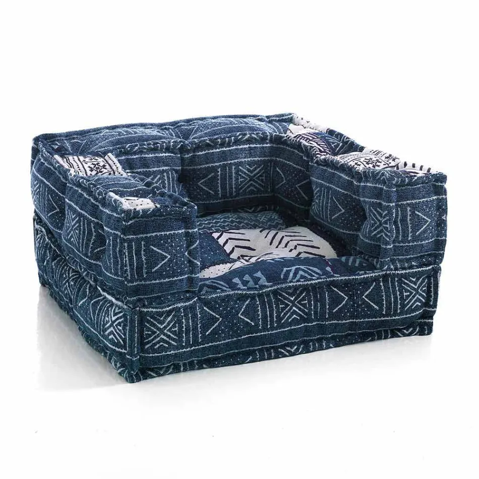 Ethnic Lounge Armchair in Patchwork Fabric and Velvet - Fibre Viadurini
