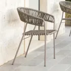Stackable Garden Armchair in Steel and Rope Made in Italy 2 Pieces - Ragnar Viadurini