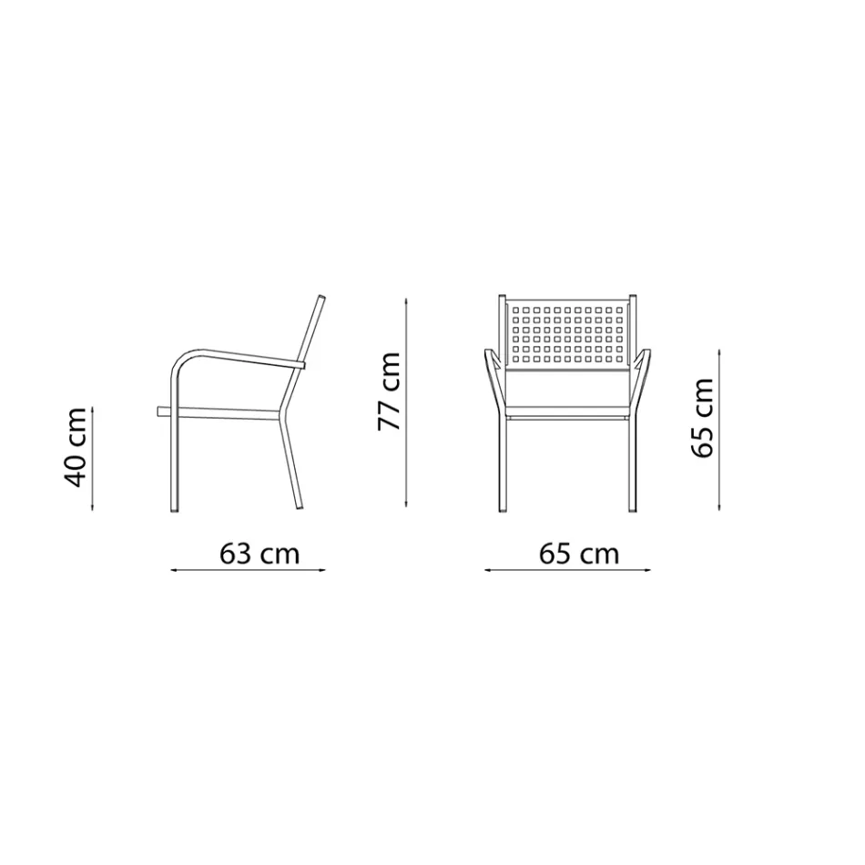 Stackable Garden Armchair in Steel Made in Italy 2 Pieces - Aberdeen Viadurini