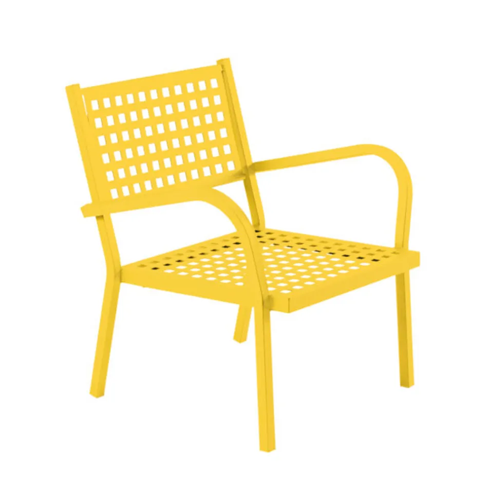 Stackable Garden Armchair in Steel Made in Italy 2 Pieces - Aberdeen Viadurini