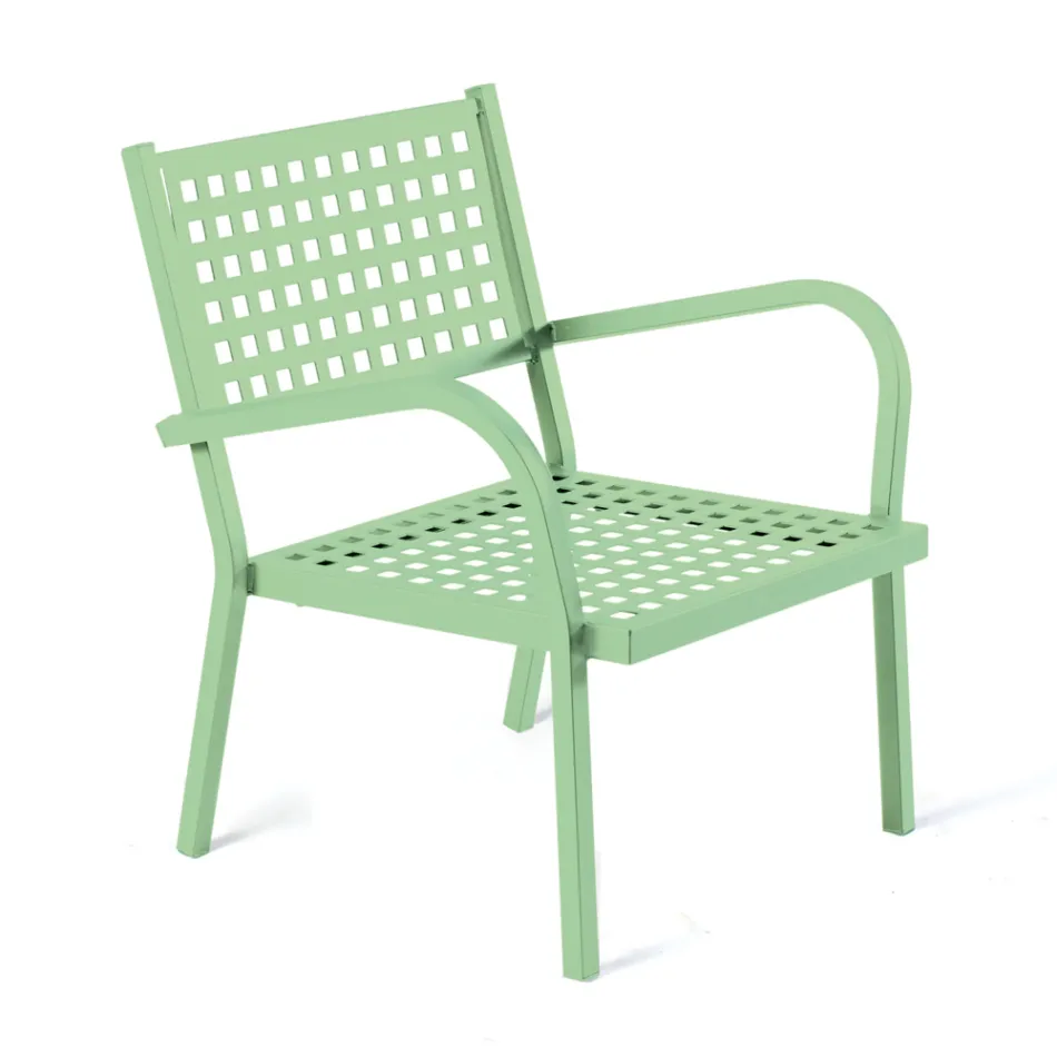 Stackable Garden Armchair in Steel Made in Italy 2 Pieces - Aberdeen Viadurini