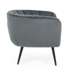 Armchair in Steel and Grey or Blue Velvet Scandinavian Design - Hilary Viadurini