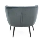 Armchair in Steel and Grey or Blue Velvet Scandinavian Design - Hilary Viadurini