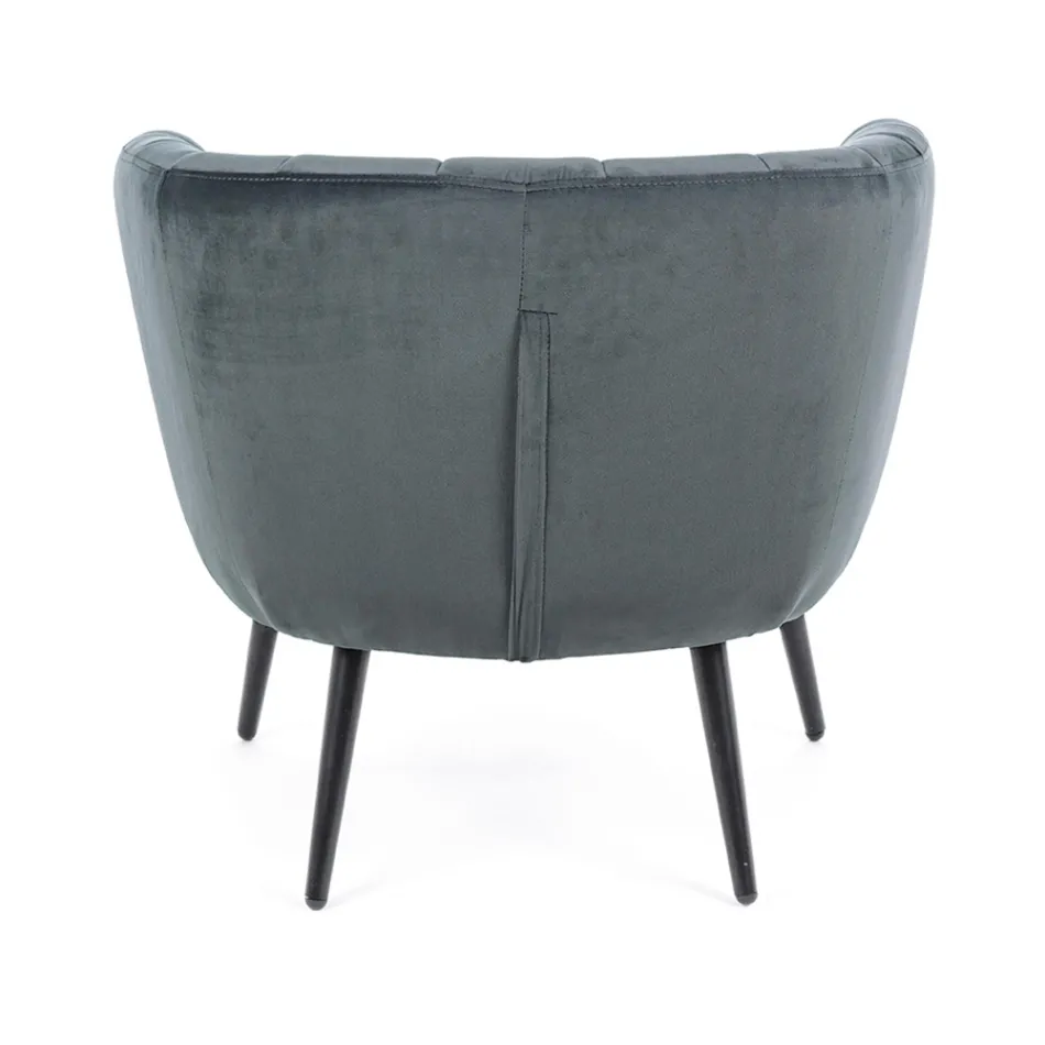 Armchair in Steel and Grey or Blue Velvet Scandinavian Design - Hilary Viadurini