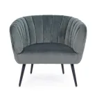 Armchair in Steel and Grey or Blue Velvet Scandinavian Design - Hilary Viadurini