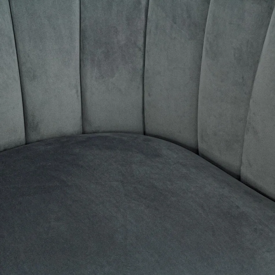Armchair in Steel and Grey or Blue Velvet Scandinavian Design - Hilary Viadurini