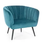 Armchair in Steel and Grey or Blue Velvet Scandinavian Design - Hilary Viadurini