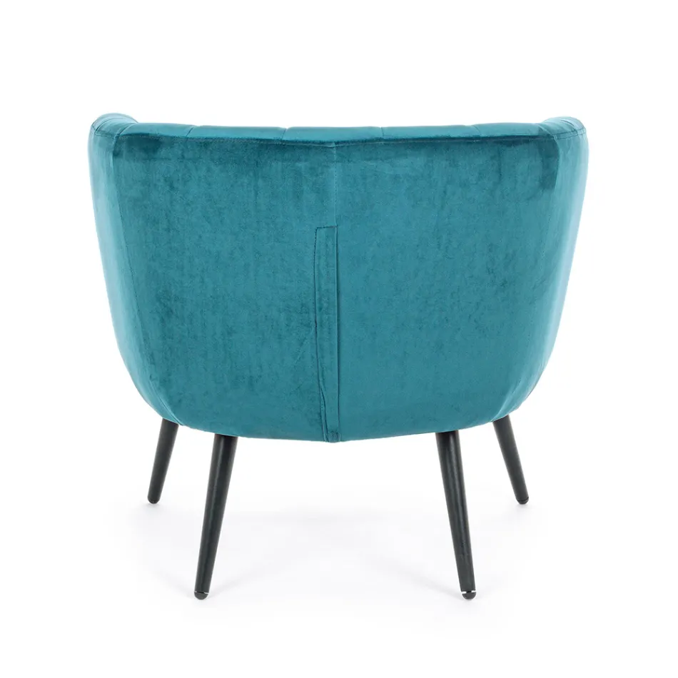 Armchair in Steel and Grey or Blue Velvet Scandinavian Design - Hilary Viadurini
