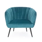 Armchair in Steel and Grey or Blue Velvet Scandinavian Design - Hilary Viadurini