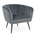 Armchair in Steel and Grey or Blue Velvet Scandinavian Design - Hilary