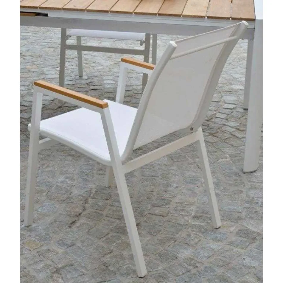 Aluminium and Textilene Armchair with Polywood Armrests - Diary Viadurini