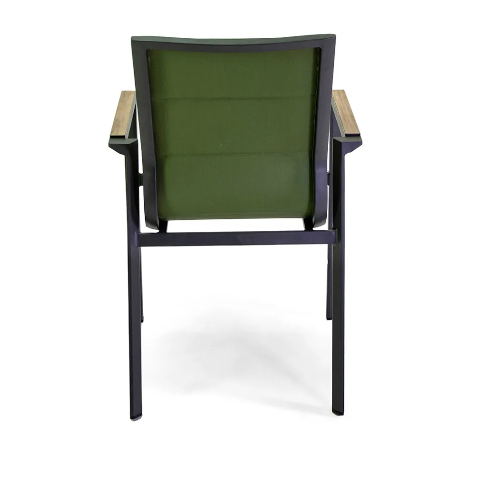 Armchair in Aluminium and Textilene with Insert in the Armrests in HPL - Righello Viadurini