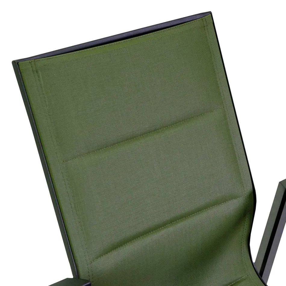 Armchair in Aluminium and Textilene with Insert in the Armrests in HPL - Righello Viadurini