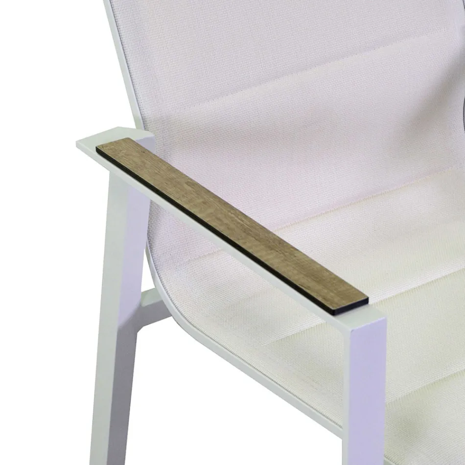 Armchair in Aluminium and Textilene with Insert in the Armrests in HPL - Righello Viadurini