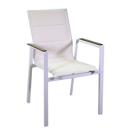Armchair in Aluminium and Textilene with Insert in the Armrests in HPL - Righello Viadurini