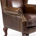 Lounge Vintage Leather Armchair Aged Effect - Stamp Viadurini