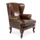 Lounge Vintage Leather Armchair Aged Effect - Stamp Viadurini