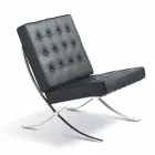 Morella armchair in eco-leather with buttons and chromed structure Viadurini