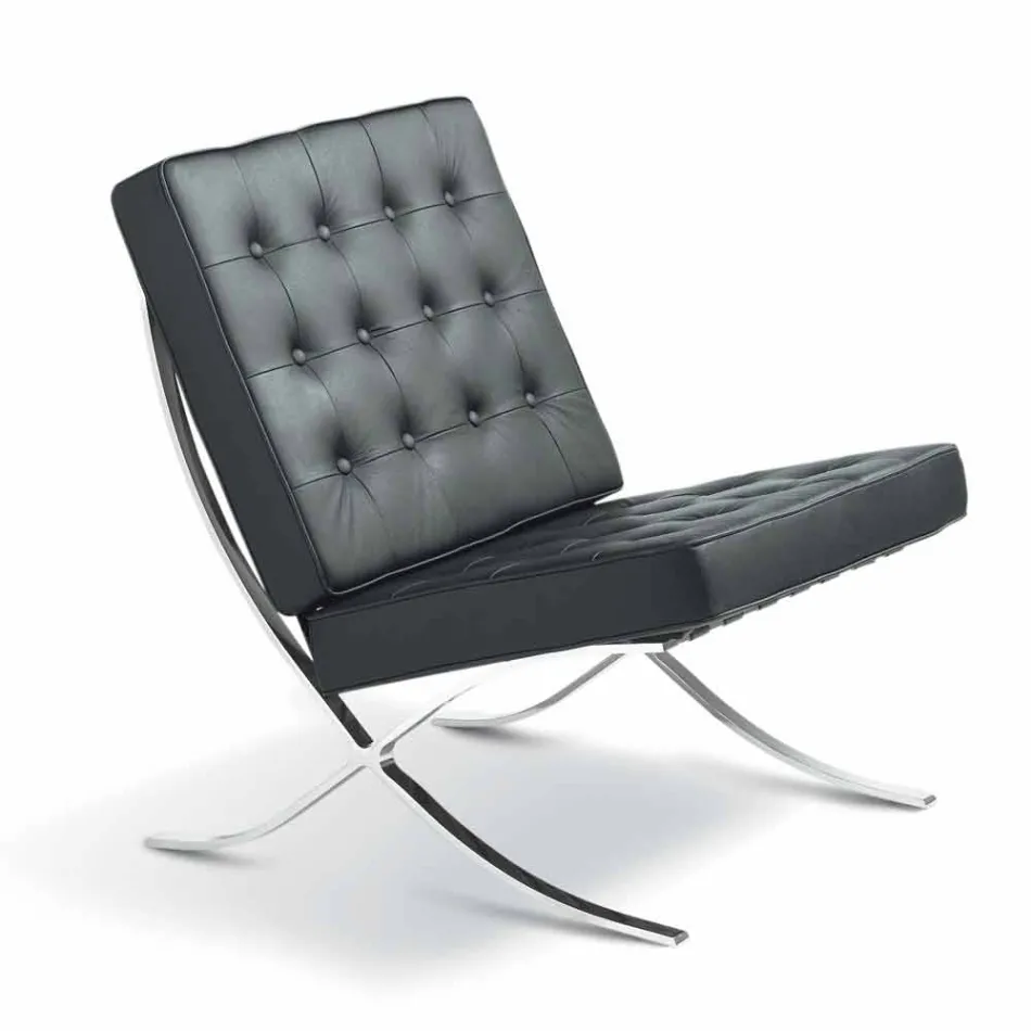 Morella armchair in eco-leather with buttons and chromed structure Viadurini