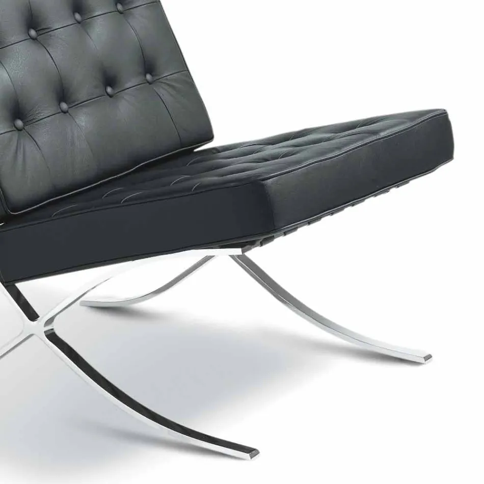 Morella armchair in eco-leather with buttons and chromed structure Viadurini