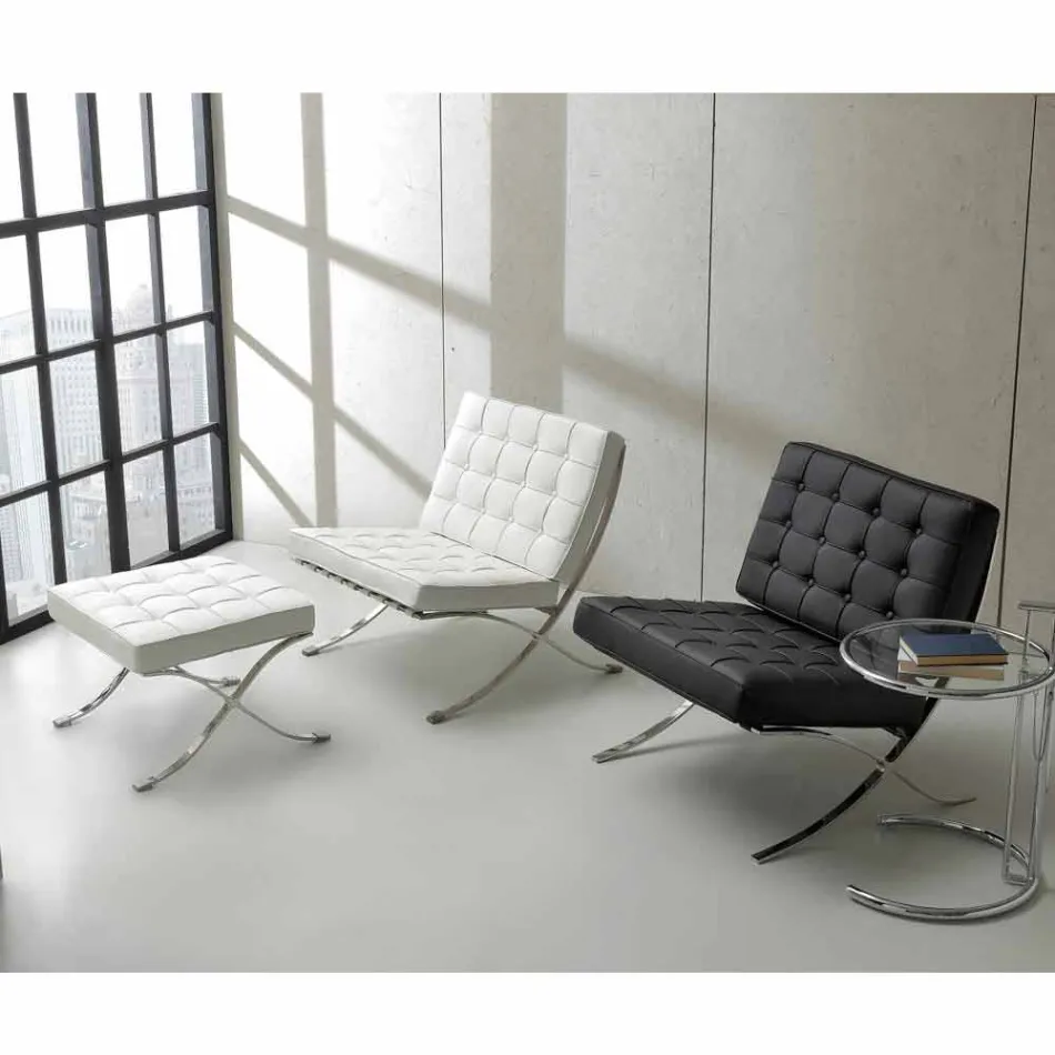 Morella armchair in eco-leather with buttons and chromed structure Viadurini