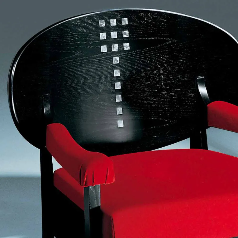 Armchair in Black Stained Ash with Cotton Upholstery Made in Italy - Peleo Viadurini