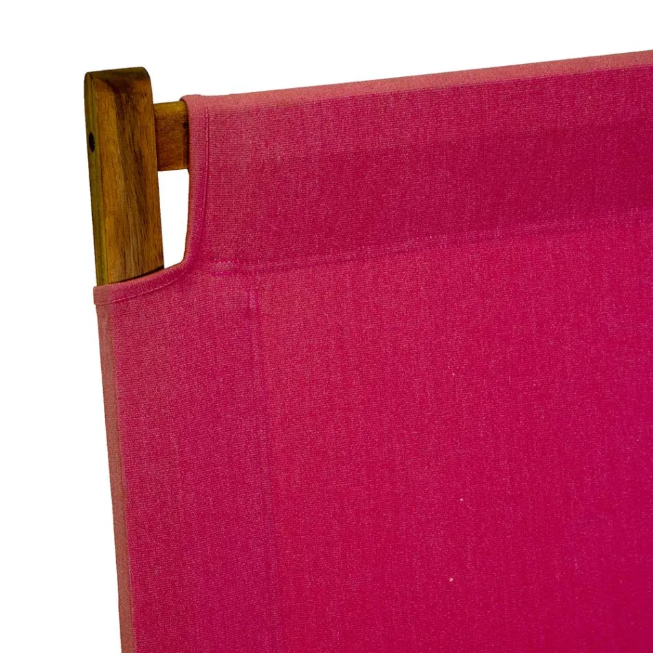 Armchair in Acacia Wood and Cotton/Polyester Blend Fabric - Bottega Viadurini