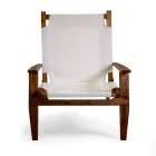 Armchair in Acacia Wood and Cotton/Polyester Blend Fabric - Bottega Viadurini